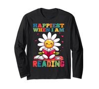 Le plus heureux quand je lis - Cute Book Reader Lover Bookworm Manche Longue