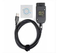 Le plus Récent Outil de Scanner FT232 V25.3 Câble de Diagnostic OBD2 Câble de Diagnostic OBD2 Scanner HEX V2 VAGCOM, Anglais,Noir