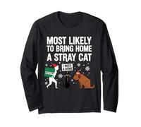 Le Plus susceptible de ramener à la Maison Un Chat Errant Noël Manche Longue
