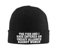 Le Poisson Et Moi Sommes Entrés Mal À l'aise Contre Les Femmes Bonnet Thermo Doux Bonnet Mode Bonnets pour Cyclisme Ski Décontractée