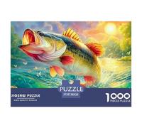 Le Poisson Joue sur Le Lac 1000 Pièces Poissons d'eau Douce Puzzle Adulte Un Puzzle Difficile Jeu De Puzzle pour Toute La Famille Enfants Cadeaux pour Femmes Cadeaux pour Hommes 38x26cm/1000pcs