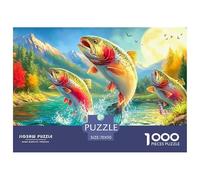Le Poisson Joue sur Le Lac 1000 Pièces Poissons d'eau Douce Puzzle Adulte Un Puzzle Difficile Jeu Éducatif Défi Jouets Enfants Activité Familiale Parfaite Décoration De La Maison 70x50cm/1000pcs