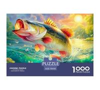 Le Poisson Joue sur Le Lac 1000 Pièces Poissons d'eau Douce Puzzle Adulte Un Puzzle Difficile Jeu Éducatif Défi Jouets Enfants Activité Familiale Parfaite Décoration De La Maison 70x50cm/1000pcs