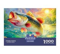 Le Poisson Joue sur Le Lac 1000 Pièces Poissons d'eau Douce Puzzles pour Adultes Un Puzzle Difficile Jeu De Puzzle pour Toute La Famille Enfants Décoration De La Maison 52x38cm/1000pcs
