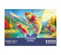 Le Poisson Joue sur Le Lac 1000 Pièces Poissons d'eau Douce Puzzles pour Adultes Un Puzzle Difficile Jeu De Puzzle pour Toute La Famille Enfants Décoration De La Maison 38x26cm/1000pcs