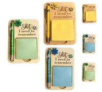 Le porte-notes adhésives « Ce que je dois me rappeler », distributeur de notes adhésives de bureau en bois de qualité supérieure avec stylo, le cadeau humoristique parfait pour (#Mix)