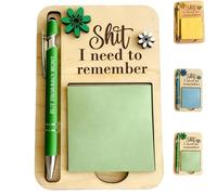 Le porte-notes adhésives « Ce que je dois me rappeler », distributeur de notes adhésives de bureau en bois de qualité supérieure avec stylo, le cadeau humoristique parfait pour (#B)