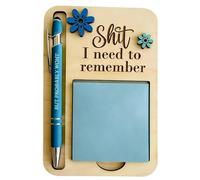 Le porte-notes autocollant « Merde dont je dois me souvenir », organisateur de notes autocollantes en bois amusant, le cadeau parfait pour votre collègue le plus oublieux et vous-même (Blue)