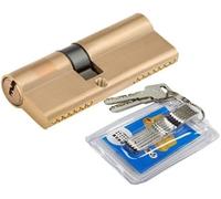 Le pouce tourne la serrure à cylindre européenne, Serrure à cylindre biaisée de 65 à 115 mm, serrure de porte d'entrée en laiton, noyau allongé, clés allongées, serrure à barillet(65mm(32.5x32.5))