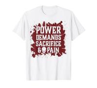 Le Pouvoir du crâne maléfique Exige du Sacrifice et de la Douleur Hell Demon Chaos T-Shirt Graphique avec Valeur, Homme, Blanc, L