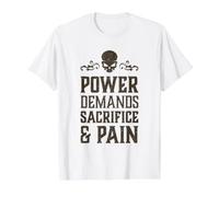 Le Pouvoir du crâne maléfique Exige du Sacrifice et de la Douleur Hell Demon Chaos T-Shirt Graphique avec Valeur, Homme, Blanc, XL