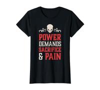 Le Pouvoir du crâne maléfique Exige du Sacrifice et de la Douleur Hell Demon Chaos T-Shirt Graphique avec Valeur, Femme, Noir, S