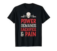 Le Pouvoir du crâne maléfique Exige du Sacrifice et de la Douleur Hell Demon Chaos T-Shirt Graphique avec Valeur, Homme, Noir, L