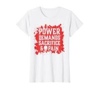 Le Pouvoir du crâne maléfique Exige du Sacrifice et de la Douleur Hell Demon Chaos T-Shirt Graphique avec Valeur, Femme, Blanc, M