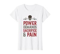 Le Pouvoir du crâne maléfique Exige du Sacrifice et de la Douleur Hell Demon Chaos T-Shirt Graphique avec Valeur, Femme, Blanc, M