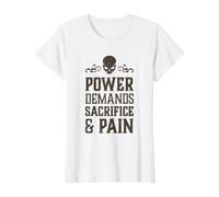 Le Pouvoir du crâne maléfique Exige du Sacrifice et de la Douleur Hell Demon Chaos T-Shirt Graphique avec Valeur, Femme, Blanc, XL
