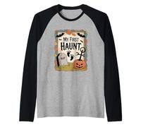 Le Premier Jeu de Mots d'halloween de My Haunt Funny Baby Manche Raglan