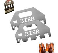 Le premier match bière et transporteur, Ouvre-bouteille de bière créative en acier inoxydable avec poignée, Ouverture des bières 4 en 1, Ouvrez le support d'outils quatre bières à la fois (2pcs)