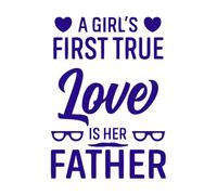 Le premier véritable amour d'une fille est son père. Citation typographique sur le père. Stickers muraux en vinyle 50.4x71.3cm Culture du tatouage Bleu foncé
