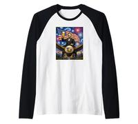 Le président américain Lincoln on Eagle Drinking Beer & USA Flag Manche Raglan