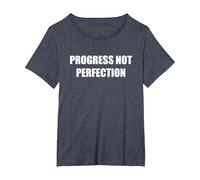 Le progrès, Pas la Perfection T-Shirt, Femme Grandes Tailles, Bleu Chiné, 1X