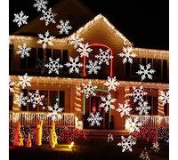 Le Projecteur Solaire De Flocon De Neige LED Imperméable De Chutes De Neige Allume La Lampe Extérieure De Paysage De Jardin Pour L'usage De Noël De Noce,Blanc