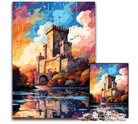 Le psychédélisme coloré du château de Bunratty Puzzle en Bois de 1000 pièces Casse-tête Stimulant pour Les Adolescents soirée de Jeux en Famille Amusante 1000 pièces (75x50cm)