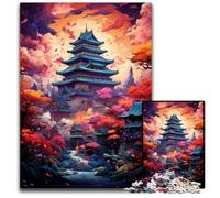 Le psychédélisme coloré du château d'Osaka Puzzle en Bois de 1000 pièces Casse-tête Stimulant pour Les Adolescents soirée de Jeux en Famille Amusante 1000 pièces (75x50cm)