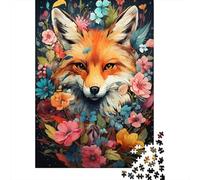 Le psychédélisme coloré du Puzzle Flower Fox Puzzle en Carton 100% recyclé de qualité supérieure pour Enfants et Adultes Cadeau de Noël 1000 pièces (75 x 50 cm)