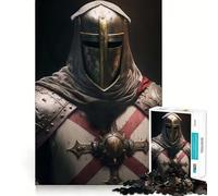 Le Puissant Chevalier Templier Puzzle de 1000 pièces pour Adolescents Jeu de réflexion Stimulant Passe-Temps Calme Découpe précise Joli Cadeau 38x52cm