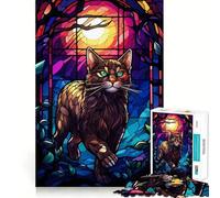Le Puzzle Anggora Cat Wild Night de 1000 pièces pour Adolescents Jeu Intelligent et Relaxant, Assemblage du Motif Liste de souhaits du Père Noël 50x75cm