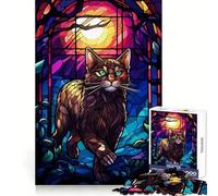 Le Puzzle Anggora Cat Wild Night de 1000 pièces pour Adolescents Jeu Intelligent et Relaxant, Assemblage du Motif Liste de souhaits du Père Noël 50x75cm
