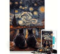 Le Puzzle Chats de la Nuit étoilée de 1000 pièces pour Adolescents Un Jeu de réflexion Stimulant pour Partager des Moments de complicité découpé avec précision et Faisant Partie d'une Collection
