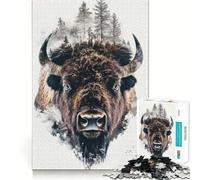 Le puzzle de 1000 pièces Bison dans la forêt favorise la pensée créative et est un excellent cadeau pour des heures de détente, par exemple comme cadeau d'anniversaire (38 x 52 cm)