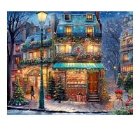 Le puzzle de 500 pi ces Springbok's Winter Wonderland Cafe est une sc ne de vacances pittoresque d'un caf confortable en ville