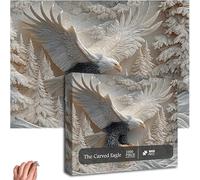Le Puzzle de l'aigle sculpté 1000 pièces, Puzzle d'art de la Faune du pygargue à tête Blanche en vol, Jeu de Puzzles de Conception de forêt sculptée Stimulant et Artistique (1 Jeu)