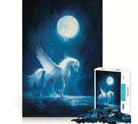 Le Puzzle Difficile l'appel de la Lune à Pégase pour Adultes, 1000 pièces, renforce la mémoire, soulage Le Stress, Bords de qualité supérieure, œuvre d'art 38x26cm