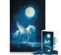 Le Puzzle Difficile l'appel de la Lune à Pégase pour Adultes, 1000 pièces, renforce la mémoire, soulage Le Stress, Bords de qualité supérieure, œuvre d'art 50x75cm