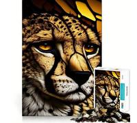 Le Puzzle en Verre Les Guépards de 1000 pièces pour Adolescents Un Jeu de logique Stimulant pour se détendre et Profiter d'un Anniversaire inoubliable 38x26cm