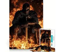 Le Puzzle Fantastique du Chevalier de Feu de 1000 pièces pour Adolescents, Jouet cognitif, Loisir Doux, Motif à Assembler, œuvre d'art 38x26cm