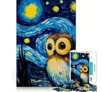 Le Puzzle Hibou Nuit Étoilée pour Adolescents 1000 pièces Améliore la mémorisation Amusant et Silencieux Bords précis Cadeau Artistique 38x26cm