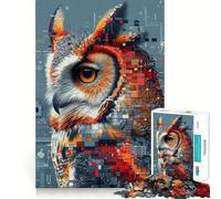Le Puzzle Hibou pixélisé pour Adolescents, 1000 pièces, Jouet cognitif, Loisir Silencieux, Bords de qualité supérieure, Cadeau de Noël 38x52cm