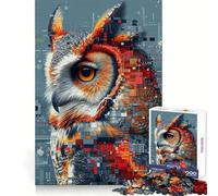 Le Puzzle Hibou pixélisé pour Adolescents, 1000 pièces, Jouet cognitif, Loisir Silencieux, Bords de qualité supérieure, Cadeau de Noël 38x52cm