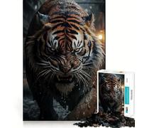 Le Puzzle Predator Tiger de 1000 pièces pour Adolescents Un Jeu de logique Stimulant pour se détendre et créer des Effets de lumière Idéal comme Cadeau d'anniversaire 38x52cm