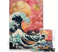 Le Puzzle Rose de 1000 pièces La Grande Vague pour Adolescents Jeu de réflexion et d'entraînement cérébral Atelier d'écriture et de détente Cadeau attentionné 50x75cm