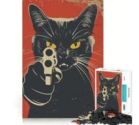 Le Puzzle Vintage Chat en colère de 1000 pièces pour Adultes, Un Jeu intellectuel Relaxant et Amusant, Une œuvre d'art de qualité 38x52cm