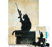 Le Puzzle Vintage Sniper Cat de 1000 pièces pour Adultes, Un Jeu Stimulant pour Le Cerveau, Un Objet de Collection à découper avec précision 50x75cm