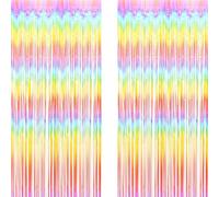 Le Rainbow Bande Fond - AILEXI 2pcs 1M*2M Rideau Frangé de Feuille pour La Décoration de Fête de Photo