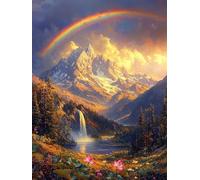 Le Rainbow Peinture Diamant 5D Adulte Kit Complet, Broderie Diamant Kit Complet Débutant fleurs, Diamond Painting, Loisirs Créatifs pour Femme Cadeau Noël, Décoration Murale Maison Salon 40x50cm qo-29