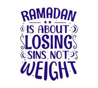 Le ramadan consiste à perdre ses péchés et non à prendre du poids. Typographie du mois sacré du ramadan. Stickers artistiques en vinyle 40x51cm N'abîme pas le mur Bleu foncé